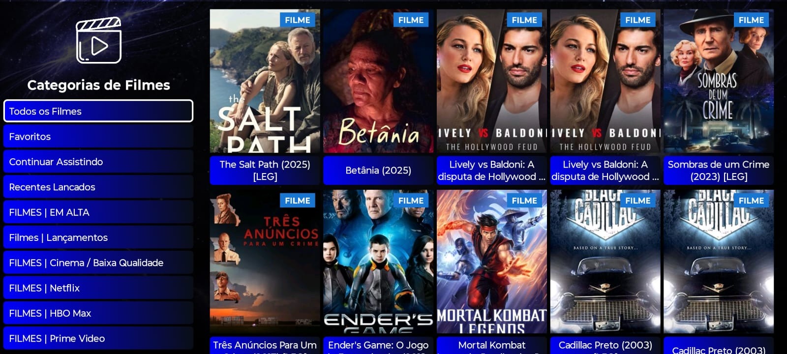 Catálogo de séries no app personalizado