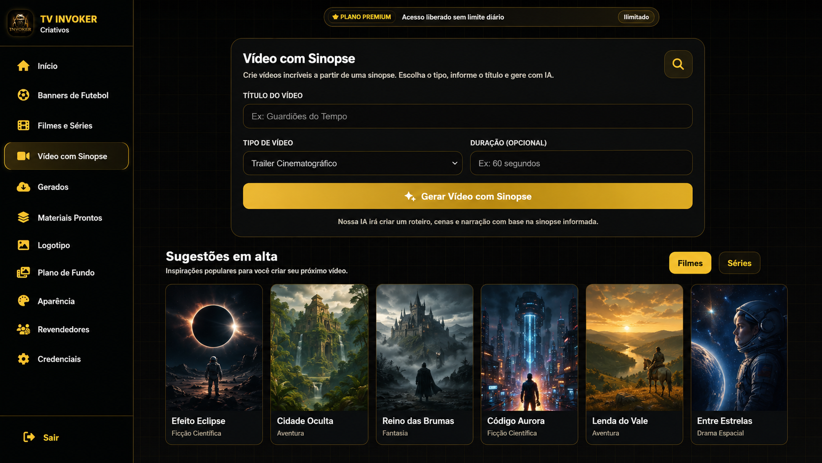 Vídeo com sinopse e trailer