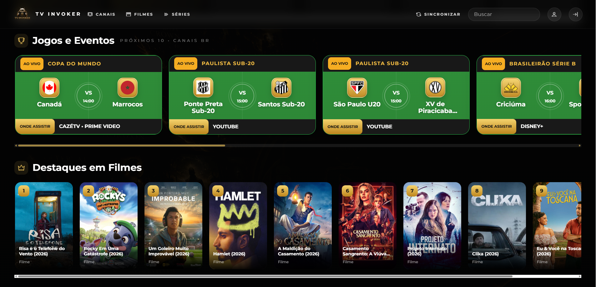 Jogos e destaques do Webplayer